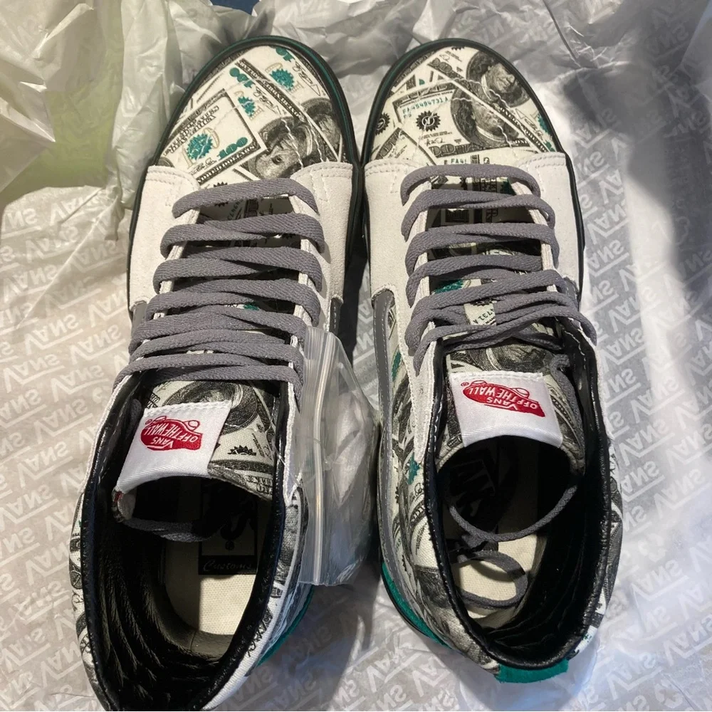 VANS Money Makers $$$ Size 7 Mens = 8.5 Womens Cream Green Black Gray Sk8 Hi Top - Picture 6 of 6